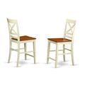 East West Furniture Quincy Counter Height Stools With X-Back In Buttermilk And Cherry Finish, 2Pk QUS-WHI-W